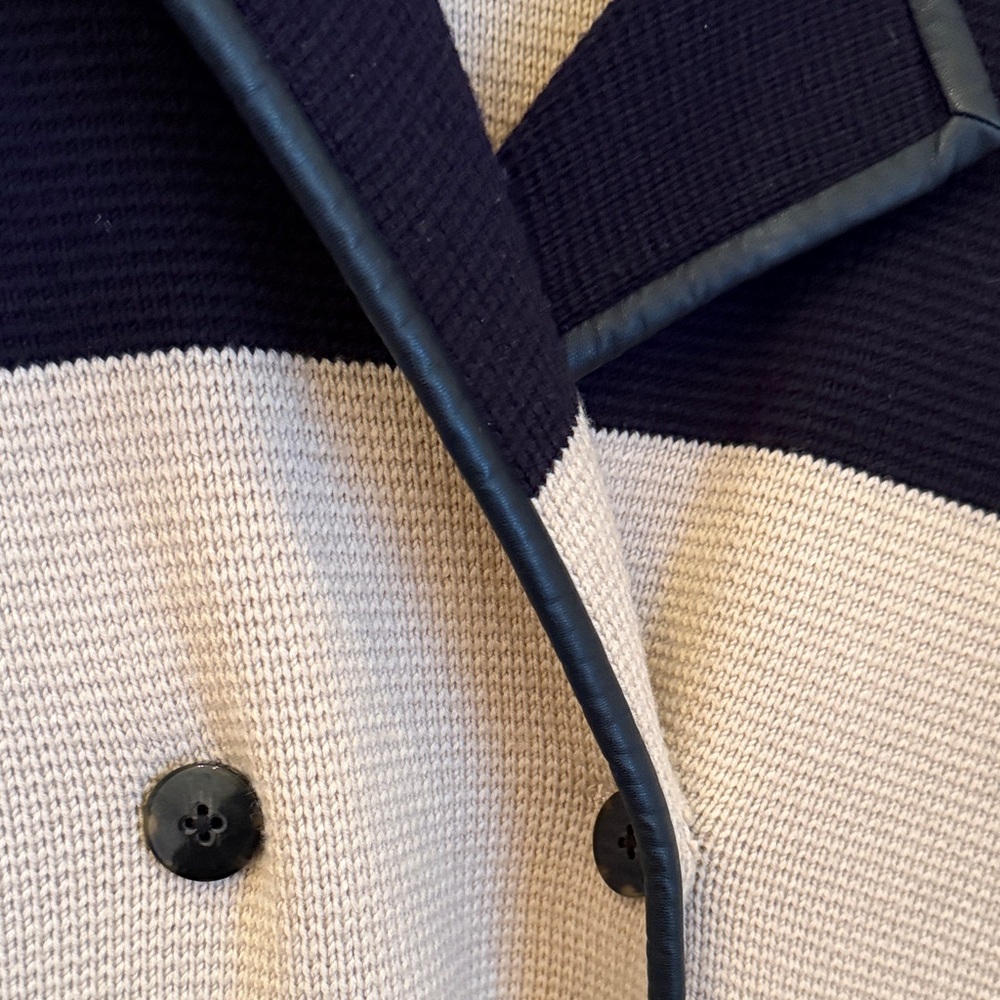 Striped Navy & Cream Coat - Picture 3 of 5